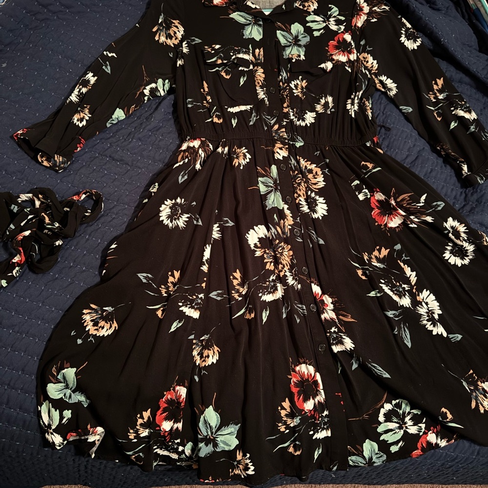 Floral Black Dress